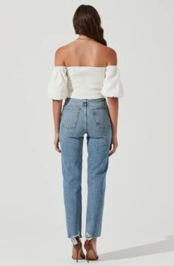 Lima Off Shoulder Corset Bubble Sleeve Top -Dresses Sales Store ACT17155 OFFWHITE 1934