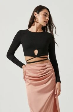 Elania Tie Waist Long Sleeve Top