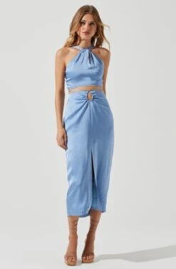 Robin Tie Waist Cutout Midi Skirt -Dresses Sales Store ACT17181 BLUE 0807