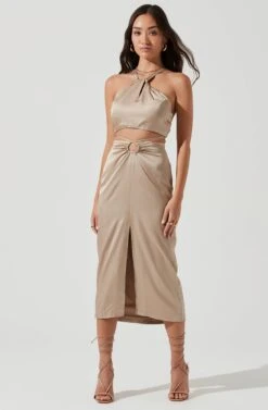 Robin Tie Waist Cutout Midi Skirt -Dresses Sales Store ACT17181 KHAKI 1930 d8f19258 efc0 4a84 9a87 2229f336dead