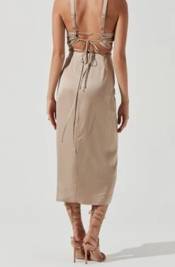 Robin Tie Waist Cutout Midi Skirt -Dresses Sales Store ACT17181 KHAKI 1947