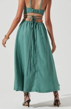 Divine Tie Waist Maxi Skirt -Dresses Sales Store ACT17191 DARKSAGE 1209