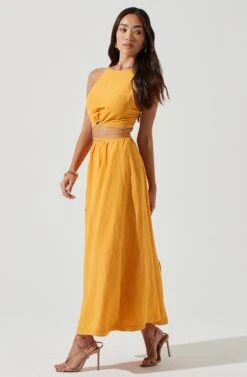 Divine Tie Waist Crop Top -Dresses Sales Store ACT17191 MARIGOLD 0257