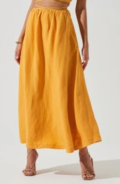 Divine Tie Waist Maxi Skirt -Dresses Sales Store ACT17191 MARIGOLD 0269
