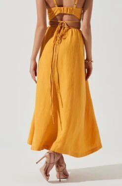 Divine Tie Waist Maxi Skirt -Dresses Sales Store ACT17191 MARIGOLD 0271