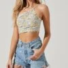 Covina Floral Ruched One Shoulder Crop Top
