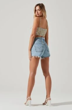 Covina Floral Ruched One Shoulder Crop Top -Dresses Sales Store ACT17209B YELLOWMULTIFLORAL 1189