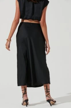 Riva Tie Waist Midi Skirt -Dresses Sales Store ACT17218 BLACK 1154