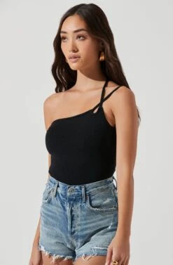 Hartley Asymmetrical Neck Sleeveless Bodysuit