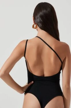 Hartley Asymmetrical Neck Sleeveless Bodysuit -Dresses Sales Store ACT17222 BLACK 1011