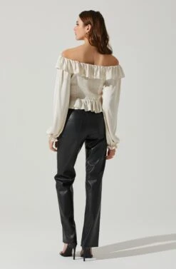 Malia Off Shoulder Satin Top -Dresses Sales Store ACT17259LS CHAMPAGNE 6