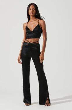 Libby Satin Crop Top -Dresses Sales Store ACT17294 BLACK 1307