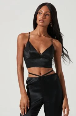 Libby Satin Crop Top -Dresses Sales Store ACT17294 BLACK 1313