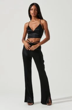 Libby Satin Crop Top -Dresses Sales Store ACT17294 BLACK 1316
