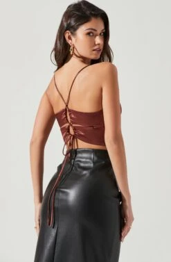 Libby Satin Crop Top -Dresses Sales Store ACT17294 RUST 1610