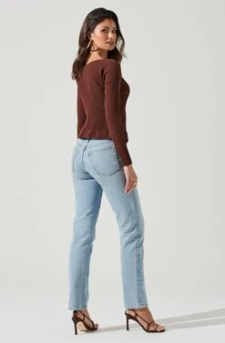 Angelique Ribbed Knit Chain Detail Cardigan -Dresses Sales Store ACT17337 BROWN 0112