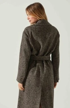 Rhodes Herringbone Tie Waist Coat -Dresses Sales Store ACT17355B BLACKBROWNMULTI 5