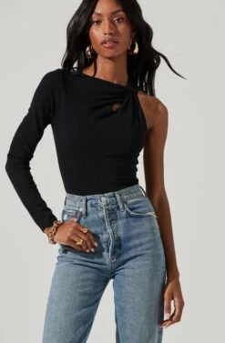 Delilah One Sleeve Bodysuit -Dresses Sales Store ACT17367 BLACK 0312