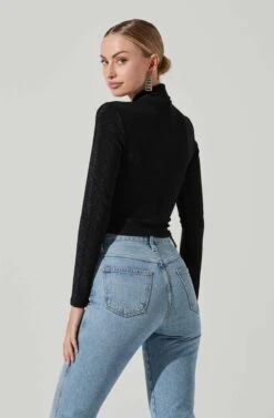 Crane Metallic Cutout Long Sleeve Top -Dresses Sales Store ACT17378 MIDNIGHTMETALLIC 5