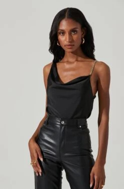 Larisa Satin Rhinestone Strap Top -Dresses Sales Store ACT17390 BLACK 4