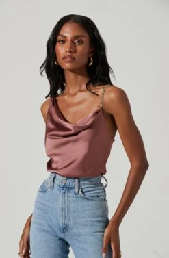 Larisa Satin Rhinestone Strap Top -Dresses Sales Store ACT17390 MAUVE 4