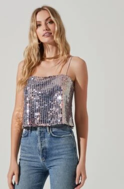 Luxoria Flower Sequin Top