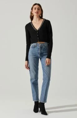 Melissa Pearl Embellished Cardigan Sweater -Dresses Sales Store ACT17475P BLACK 1