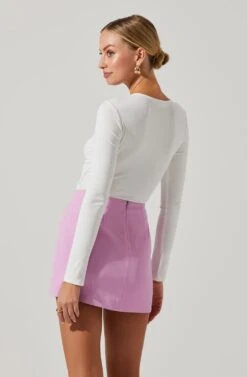 Rima Cutout Knot Front Bodysuit -Dresses Sales Store ACT17538 WHITE 5