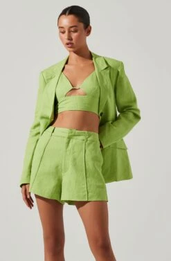 Ayra Front Button Blazer -Dresses Sales Store ACT17557 KIWI 3