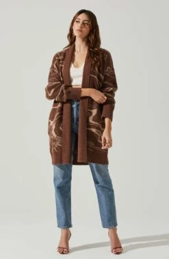 Vada Abstract Swirl Oversized Sweater -Dresses Sales Store ACT17580SH BROWNSWIRL 2