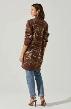 Vada Abstract Swirl Oversized Sweater -Dresses Sales Store ACT17580SH BROWNSWIRL 6