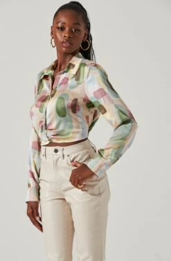 Camden Geo Print Button Down Top -Dresses Sales Store ACT17611 GREENMULTIGEO 5 4