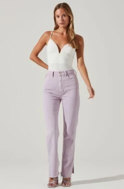 Fia Crinkled Plunge Neck Bodysuit -Dresses Sales Store ACT17613 IVORY 1