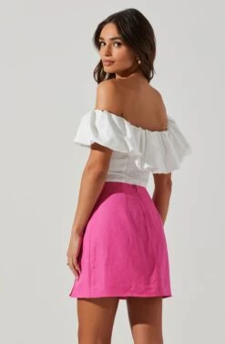 Claribelle Ruffle Hem Off Shoulder Top 17 Claribelle Ruffle Hem Off Shoulder Top -Dresses Sales Store ACT17635 WHITE 3