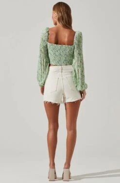 Bonnie Floral Plisse Long Sleeve Crop Top -Dresses Sales Store ACT17693 GREENMULTIFLORAL 5 993f6f1b b5b8 4373 bf8a d7989a7b05f9