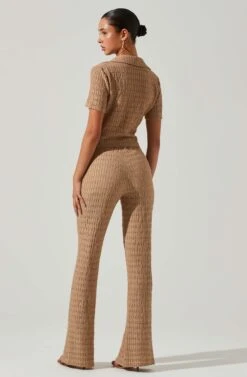 Zoey Collared Tie Front Top -Dresses Sales Store ACT17721 TAUPE 5