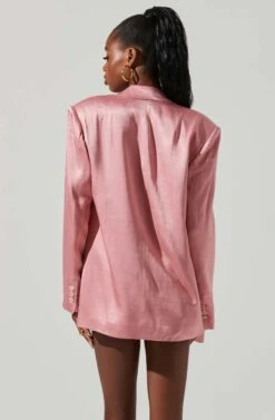 Kimia Satin Oversized Blazer -Dresses Sales Store ACT17722 PINK 4