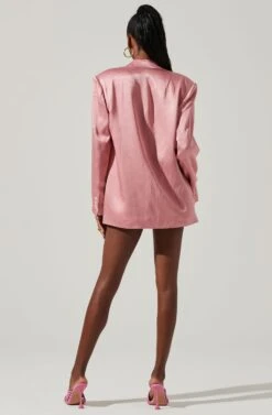 Kimia Satin Oversized Blazer -Dresses Sales Store ACT17722 PINK 5