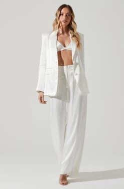 Kimia Satin Oversized Blazer -Dresses Sales Store ACT17722 WHITE 2