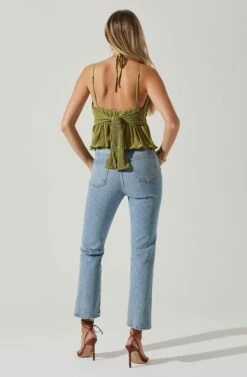 Raine Pleated Tie Halter Top -Dresses Sales Store ACT17724 AVOCADO 4