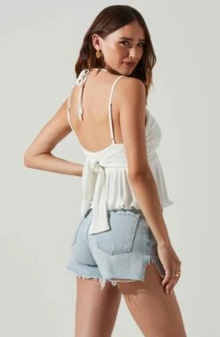 Raine Pleated Tie Halter Top -Dresses Sales Store ACT17724 WHITE 3