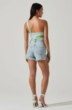 Sindri Cutout Tie Dye One Shoulder Bodysuit -Dresses Sales Store ACT17758P GREENSWIRL 6