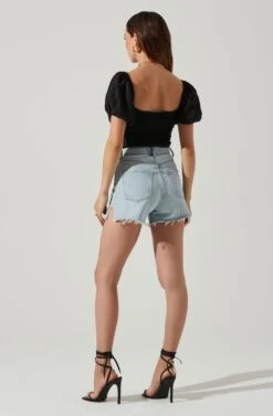 Amadia Puff Sleeve Crop Top -Dresses Sales Store ACT17781 BLACK 5