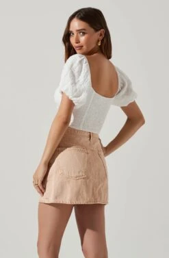 Amadia Puff Sleeve Crop Top -Dresses Sales Store ACT17781 WHITE 4