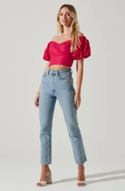 Laurana Off Shoulder Puff Sleeve Top -Dresses Sales Store ACT17789 FUCHSIA 1