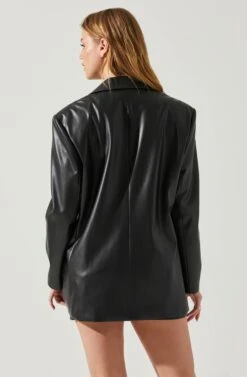 Ezra Faux Leather Oversized Blazer -Dresses Sales Store ACT17828 BLACK 6