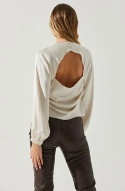 Veronica Satin Cutout Top -Dresses Sales Store ACT17833S CHAMPAGNE 5