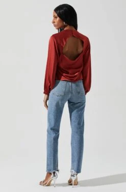 Veronica Satin Cutout Top -Dresses Sales Store ACT17833S RUST 6