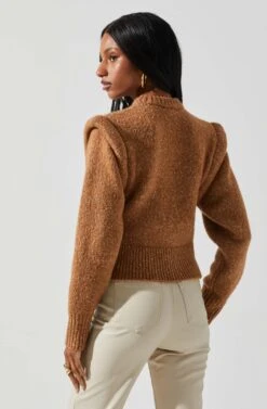 Luciana Shoulder Detail Sweater -Dresses Sales Store ACT17841 CAMEL 5