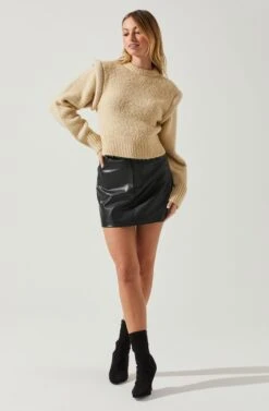 Luciana Shoulder Detail Sweater -Dresses Sales Store ACT17841 TAUPE 2